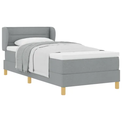 vidaXL Postelja s pomičnim mehom in vzmetnico Svetlo siva 80x200 cm Tkanina