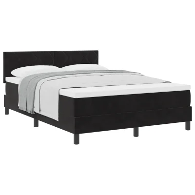 vidaXL Dvignjena postelja z vzmetnico Črna 160x200 cm Žamet