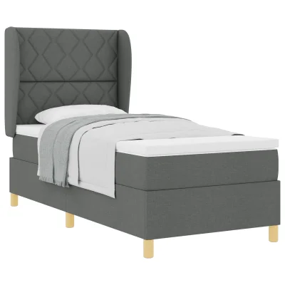 vidaXL Box Spring postelja z vzmetnico temno siva 100x200 cm tkanina