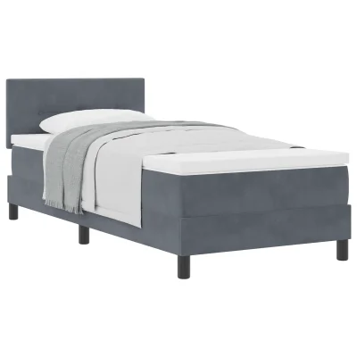 vidaXL Box Spring Postelja z Vzmetnico Temno Siva 90x200 cm Žamet