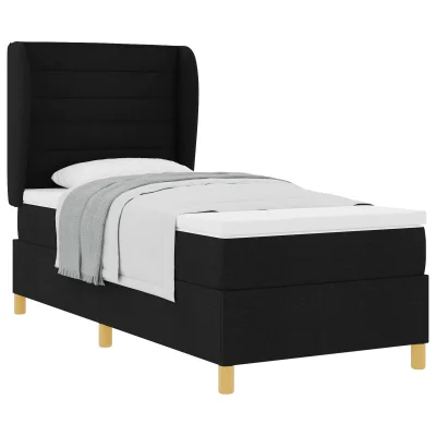 vidaXL Box Spring Postelja z Matracem Črna 80x200 cm Tkanina