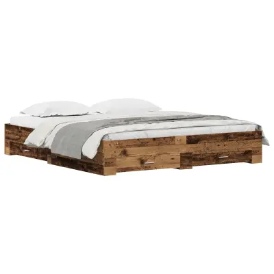 vidaXL Postelja z Predali Stara Les 180x200 cm Obdelan Les