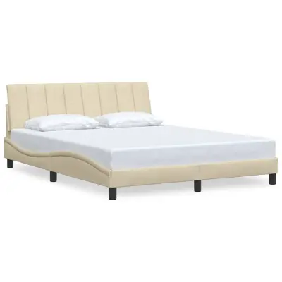 vidaXL Posteljni okvir brez vzmetnice krem 160x200 cm blago