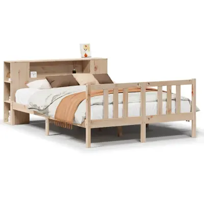 vidaXL Knjižna postelja brez vzmetnice 135x190 cm trdna borovina