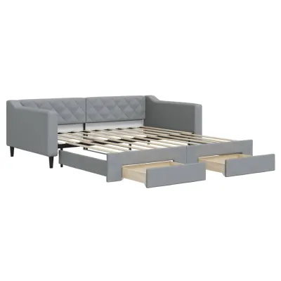 vidaXL Izvlečna dnevna postelja s predali brez vzmetnice 100x190 cm