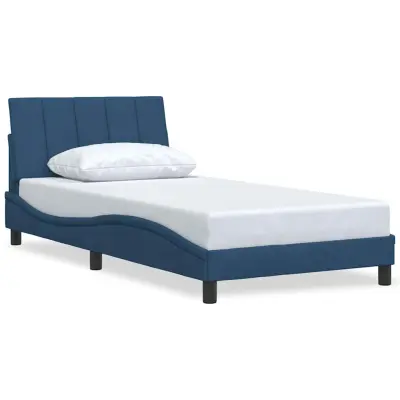 vidaXL posteljni okvir brez vzmetnice Modra 100x200 cm Tkanina