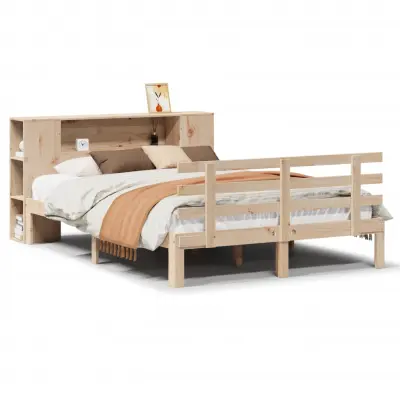 vidaXL Knjižna postelja brez vzmetnice 135x190 cm trdna borovina