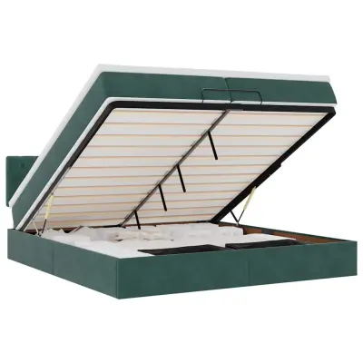 vidaXL Otomanski posteljni okvir z vzmetnicami zelen 200x200cm žamet