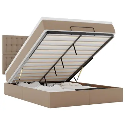 vidaXL Otomanski posteljni okvir z vzmetnico kapučino 140x190 cm