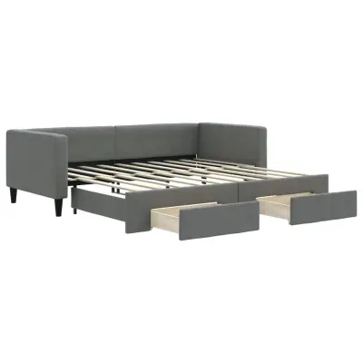 vidaXL Izvlečna dnevna postelja s predali brez vzmetnice 100x190 cm