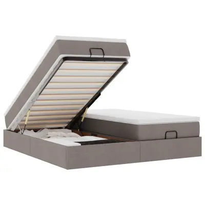 vidaXL Otomanski posteljni okvir z vzmetnicami taupe 160x200 cm blago