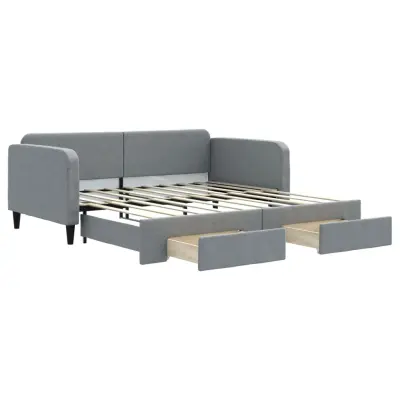 vidaXL Izvlečna dnevna postelja s predali brez vzmetnice 100x190 cm