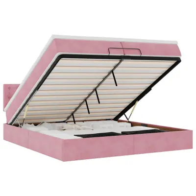 vidaXL Otomanski posteljni okvir z vzmetnicami roza 200x200cm žamet