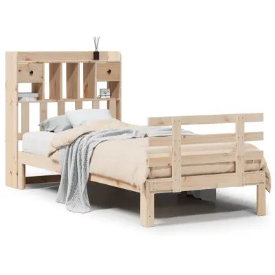 vidaXL Knjižna postelja brez vzmetnice 90x190 cm trdna borovina