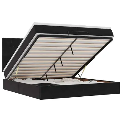 vidaXL Otomanski posteljni okvir z vzmetnicami črn 200x200cm žamet