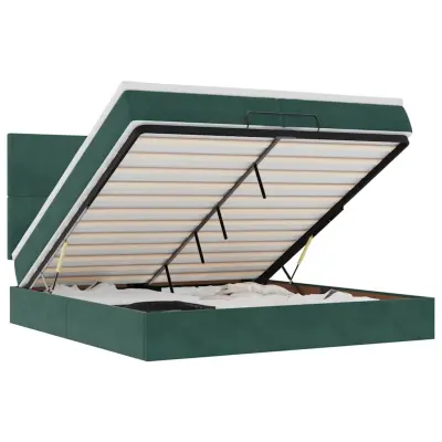 vidaXL Otomanski posteljni okvir z vzmetnicami zelen 200x200cm žamet