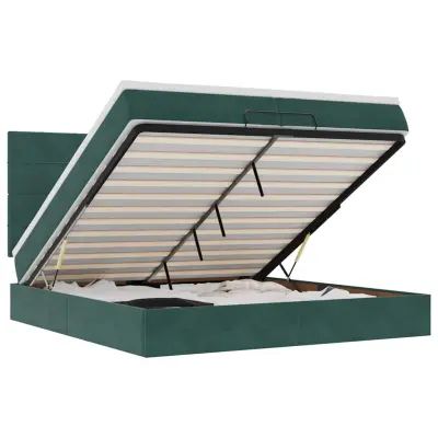 vidaXL Otomanski posteljni okvir z vzmetnicami zelen 200x200cm žamet