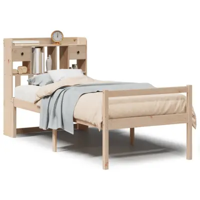 vidaXL Knjižna postelja brez vzmetnice 90x190 cm trdna borovina