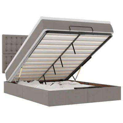 vidaXL Otomanska postelja z vzmetnico taupe 140x190 cm blago