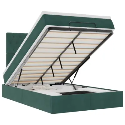 vidaXL Otomanski posteljni okvir z vzmetnicami zelen 120x190cm žamet