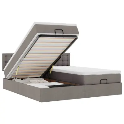 vidaXL Otomanski posteljni okvir z vzmetnicami taupe 160x200 cm blago