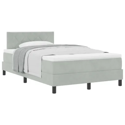 vidaXL postelja s škatlastim vzmetenjem z vzmetnico Svetlo siva Mala dvojna žamet