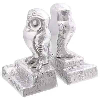 vidaXL Knjžni podstavki 2 kosa Srebrna 12x9x19 cm Aluminij Sova