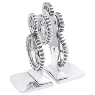 vidaXL Knjižni podstavki 2 kosa Srebrna 10x10x22 cm Aluminij Cog