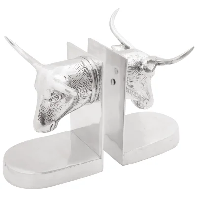 vidaXL Knjižni podstavki 2 kosi Srebrna 21,5x15,5x20 cm Aluminij Bull