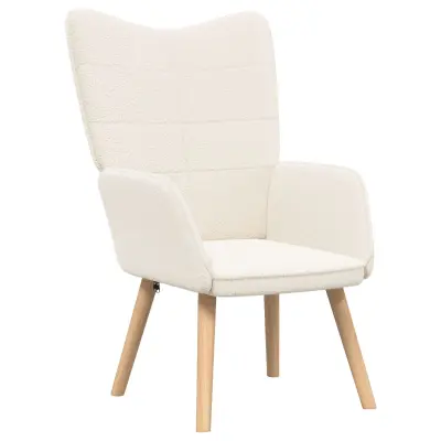 vidaXL Udoben naslanjač kremne barve iz volnene tkanine