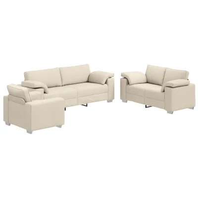 vidaXL 3-delna sedežna garnitura z lanenimi blazinami