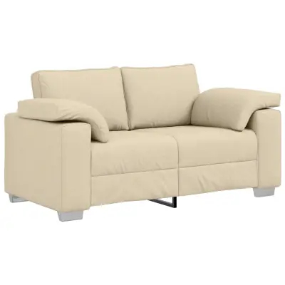 vidaXL Dvosedežna garnitura Krem 120 cm iz blaga