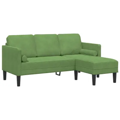 vidaXL 3-sedežna kavč s chaise L oblikovan svetlo zelena 160 cm iz samta