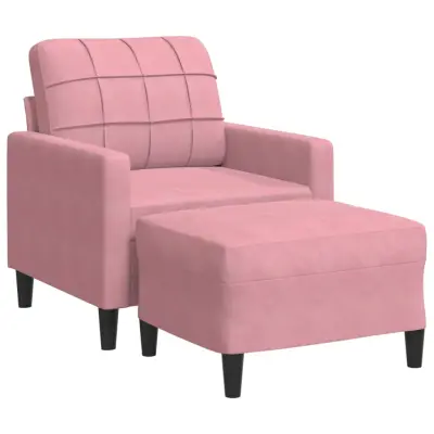 vidaXL Fotelj s stolčkom za noge roza 60 cm žamet