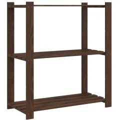 vidaXL Regal s policami 3-nadstropni rjav 80x38x90 cm trdna borovina