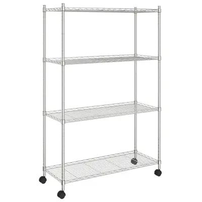 vidaXL 4-nadstropni regal s kolesi 90x35x142 cm krom 200 kg