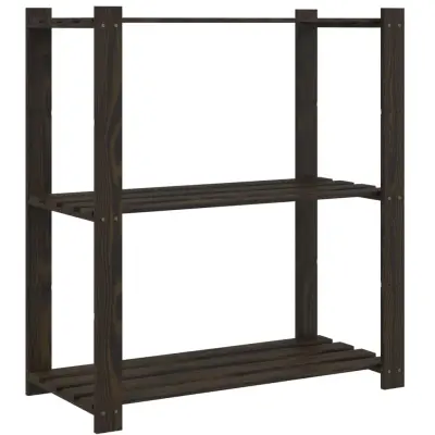 vidaXL Stojalo s policami 3-nadstropno črno 80x38x90 cm trdna borovina