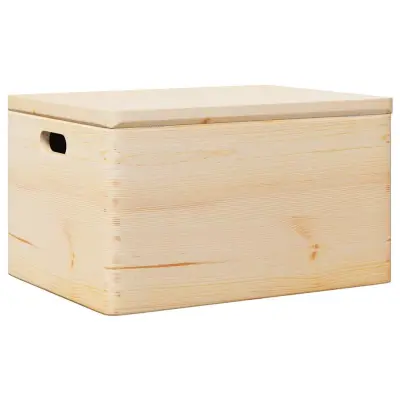 vidaXL Lesena škatla s pokrovom in ročaji 40x30x23 cm trdna borovina