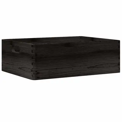 vidaXL Lesena škatla s pokrovom črna 40x30x13 cm trdna borovina