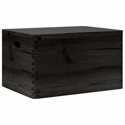 vidaXL Lesena škatla s pokrovom in ročaji črna 40x30x23 cm borovina