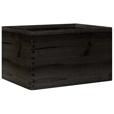 vidaXL Lesena škatla s pokrovom črna 40x30x23 cm trdna borovina