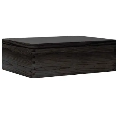vidaXL Lesena škatla s pokrovom črna 40x30x13 cm trdna borovina