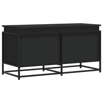 vidaXL Škatla s pokrovom črna 100x40x51,5 cm inženirski les