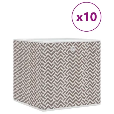 vidaXL Škatle za shranjevanje 10 kosov rjav 32x32x32 cm blago