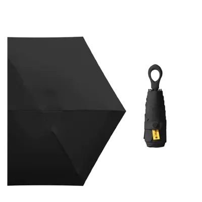 Kompakten zložljiv dežnik z obročastim ročajem Black