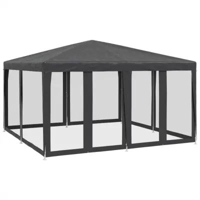 vidaXL Vrtni šotor z 8 mrežastimi stranicami antracit 4x4 m HDPE