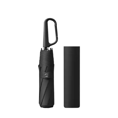 Avtomatski dežnik s sponko za obroče - Zložljiv potovalni dežnik Black