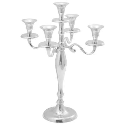 vidaXL Nosilec za sveče Srebrna 29x29x40 cm Aluminij