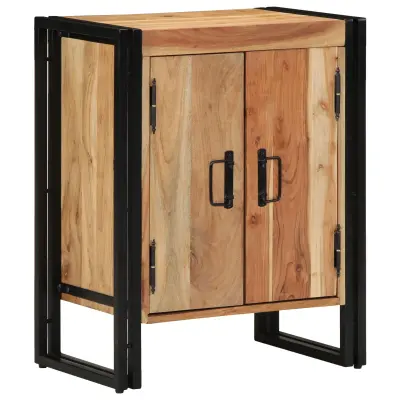 vidaXL Kabinet za čevlje Črn 30x30x40 cm Trden akacijev les in Jeklo