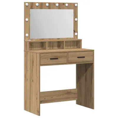 vidaXL Toaletna mizica z LED lučmi Artisan Oak 79x41x135 cm